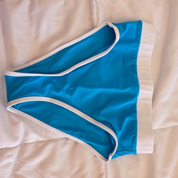 93 Play Street Mila Bikini Bottom Hawaiian Ocean Blue White Trim Mens M - Picture 8 of 10